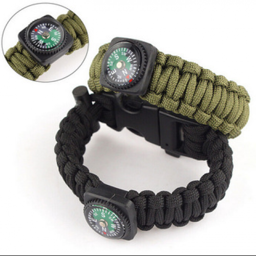 5 in 1 Survival Flint Fire Starter Paracord Whistle Gear